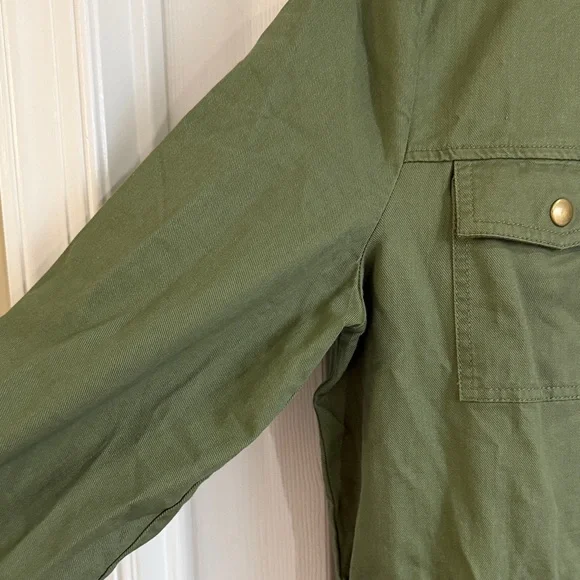 LOFT Olive Green Long Sleeve Utility Dress - Tall - Picture 6 of 11